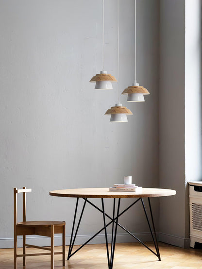 Rustic Wood Ceiling Light - Modern Scandinavian Lamp