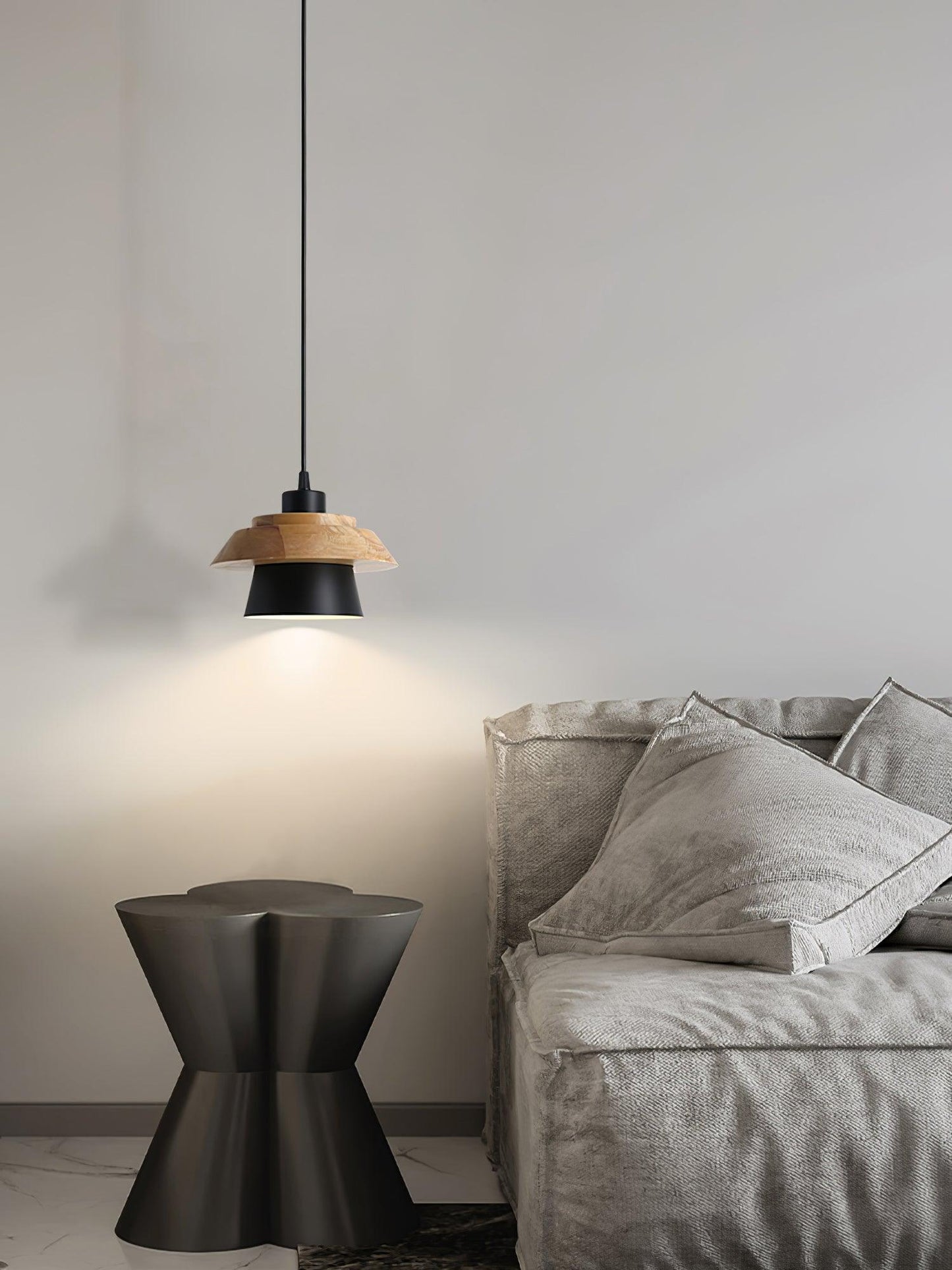 Rustic Wood Ceiling Light - Modern Scandinavian Lamp