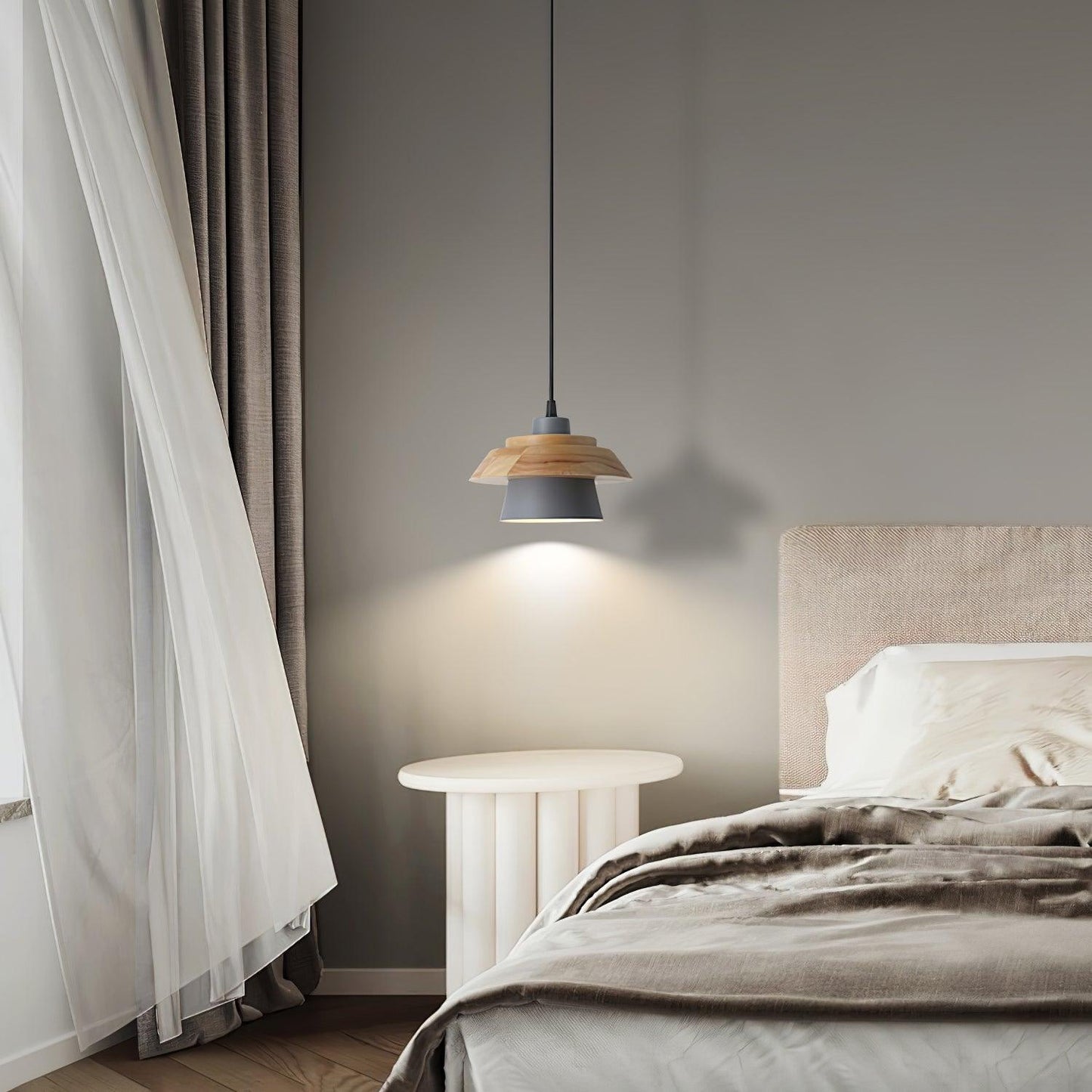 Rustic Wood Ceiling Light - Modern Scandinavian Lamp