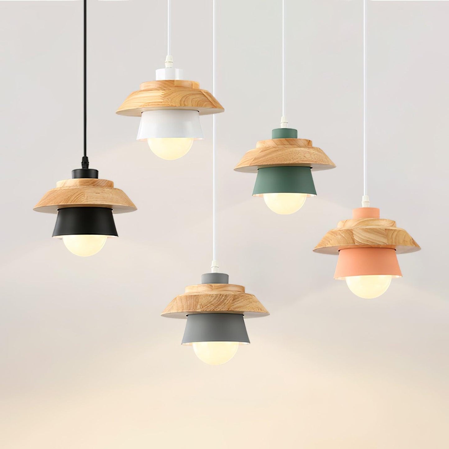 Rustic Wood Ceiling Light - Modern Scandinavian Lamp