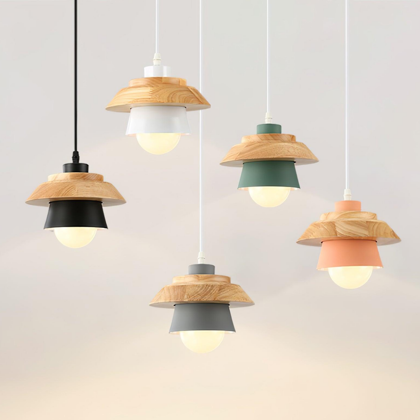 Rustic Wood Ceiling Light - Modern Scandinavian Lamp