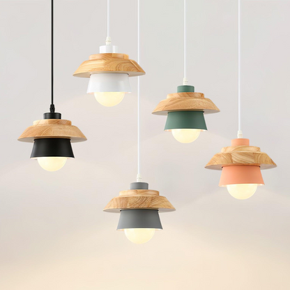 Rustic Wood Ceiling Light - Modern Scandinavian Lamp