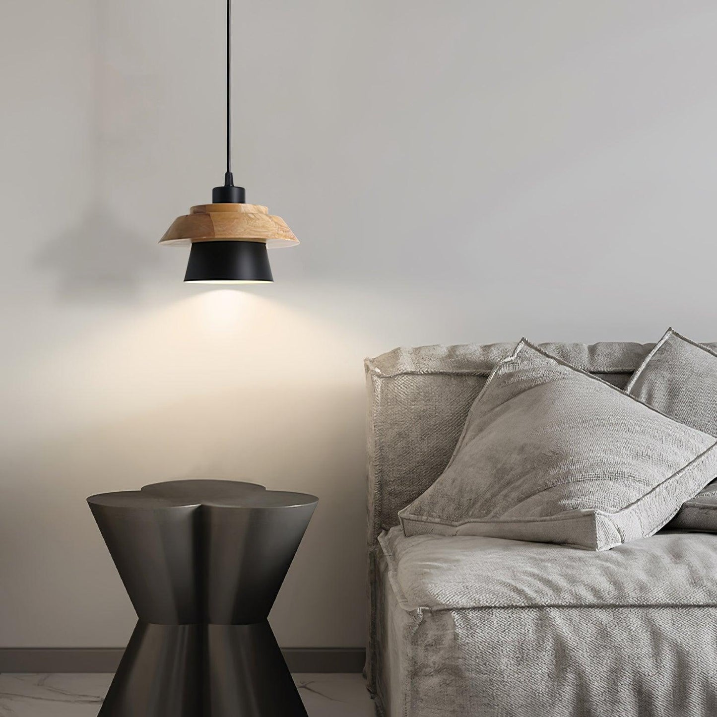 Rustic Wood Ceiling Light - Modern Scandinavian Lamp