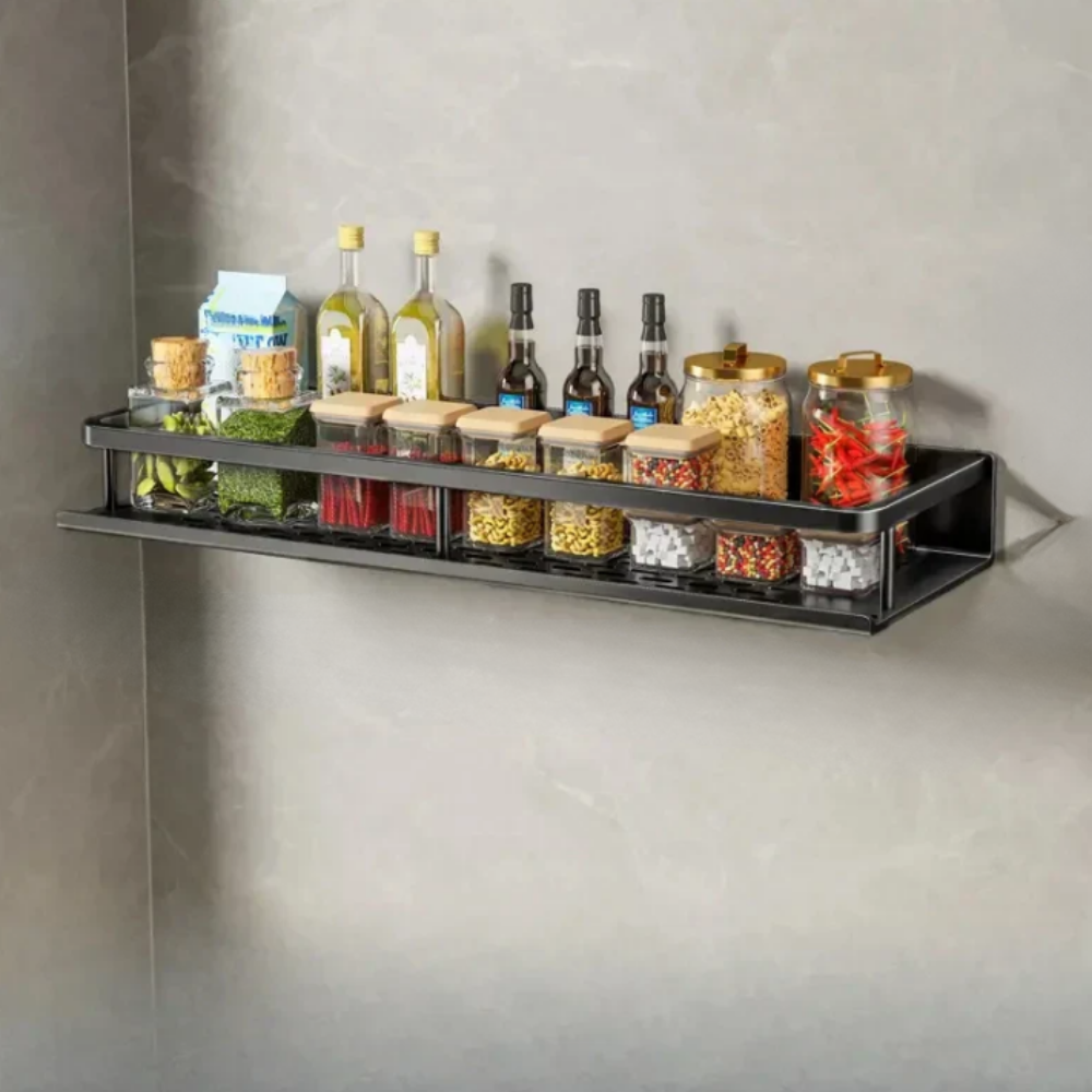 Space-Saving Kitchen Shelf with Towel Bar and Storage - Fesara