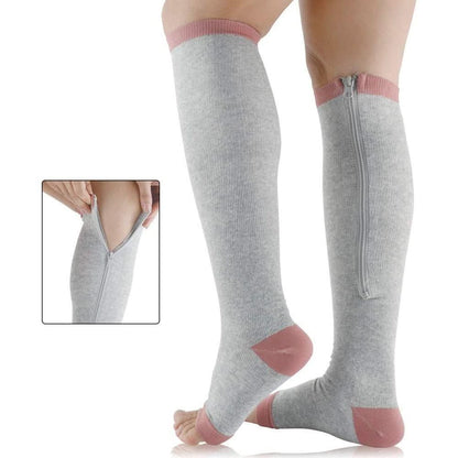 Comfortable Compression Stockings with Zipper for Relief