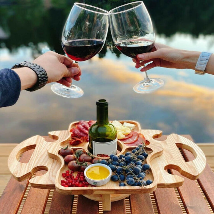 Portable Wooden Folding Patio Table with Wine Chiller
