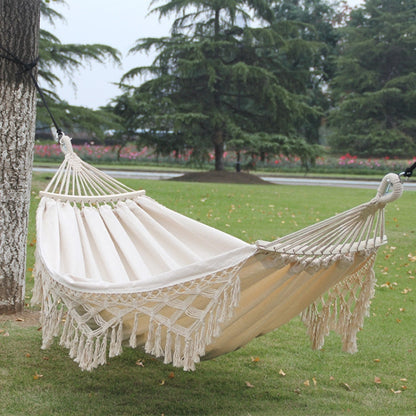 Large White Outdoor Garden Hammock with Steel Frame - Fesara