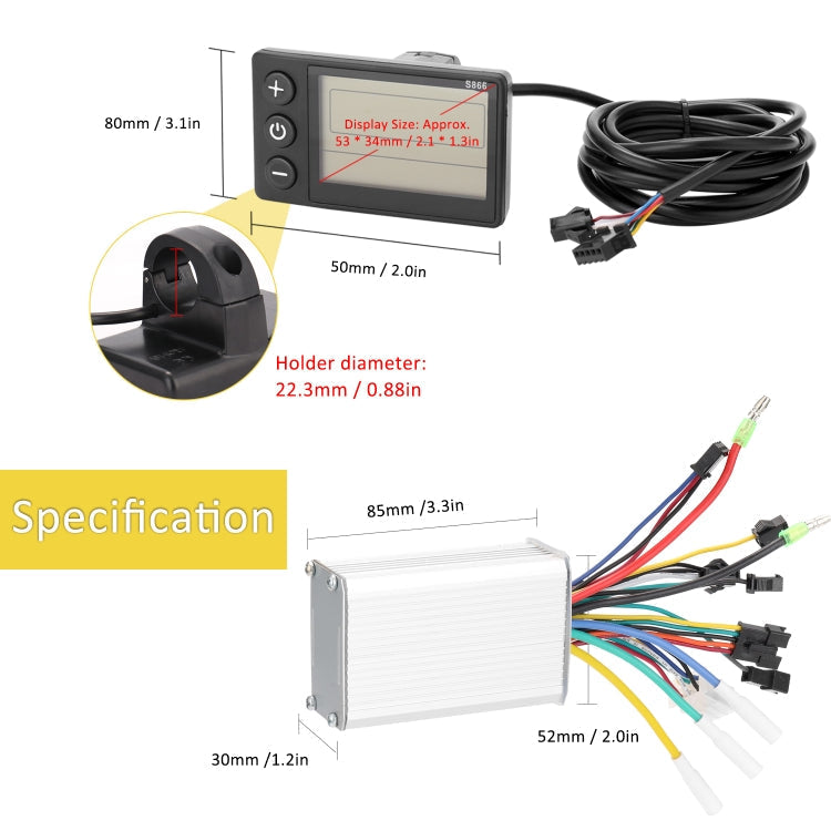 Universal Electric Bike LCD Display Kit 36V 48V
