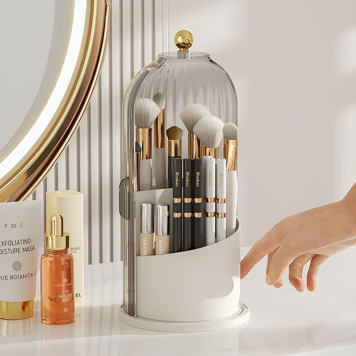 Rotating Makeup Brush Stand & Cosmetic Storage Case