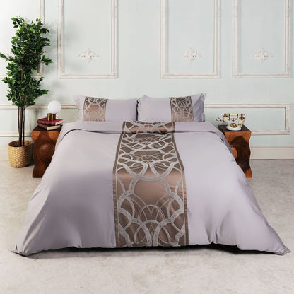 Luxurious Grey Duvet Cover Set with Metallic Design