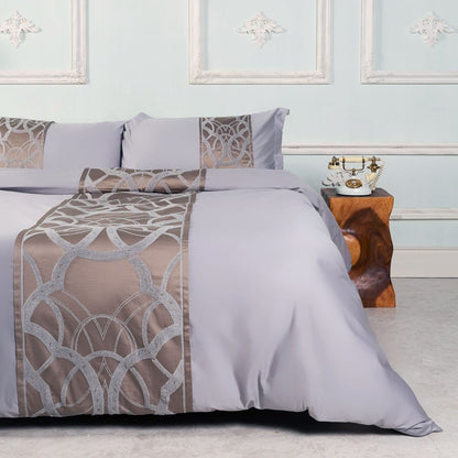 Luxurious Grey Duvet Cover Set with Metallic Design