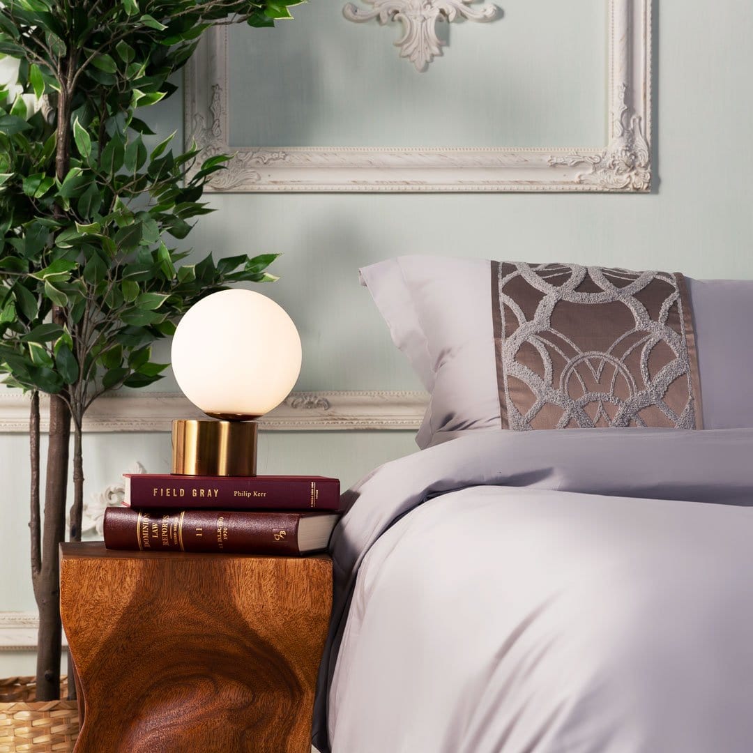 Luxurious Grey Duvet Cover Set with Metallic Design