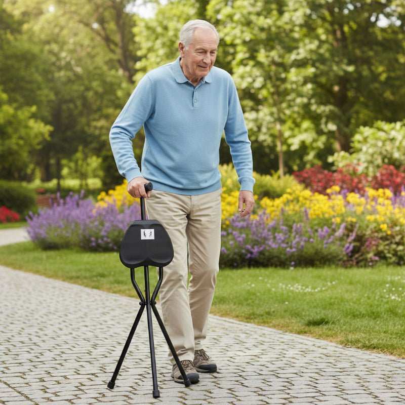 Portable Folding Cane with Built-in Seat