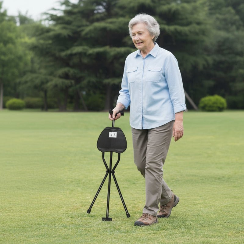 Portable Folding Cane with Built-in Seat