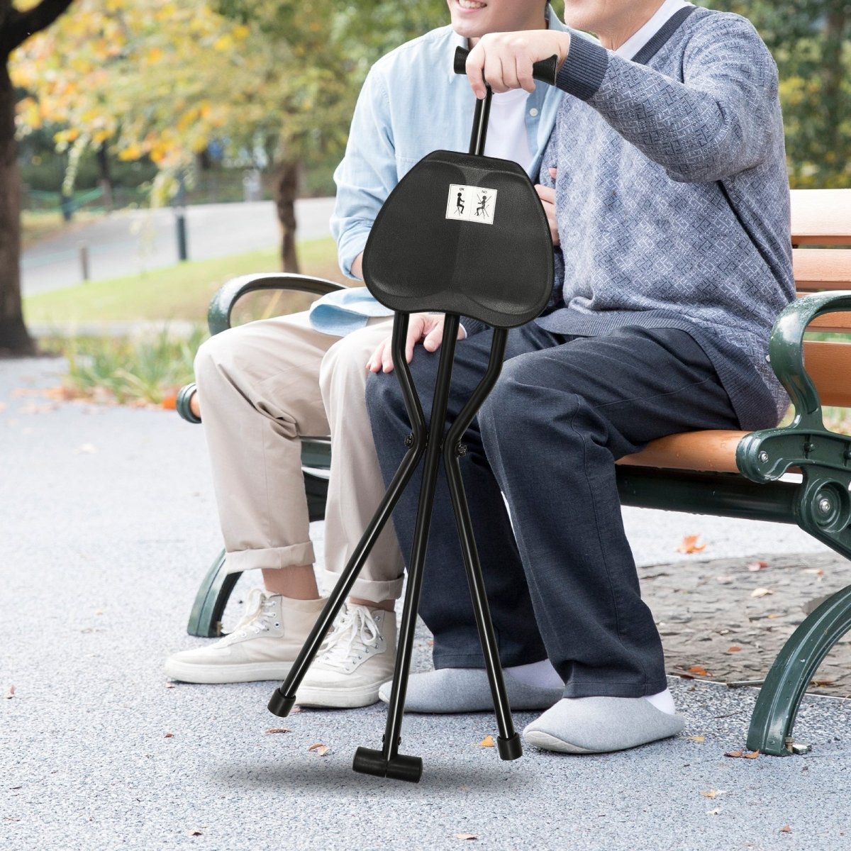 Portable Folding Cane with Built-in Seat