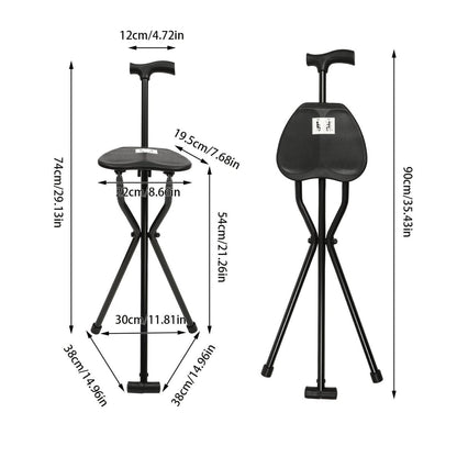 Portable Folding Cane with Built-in Seat