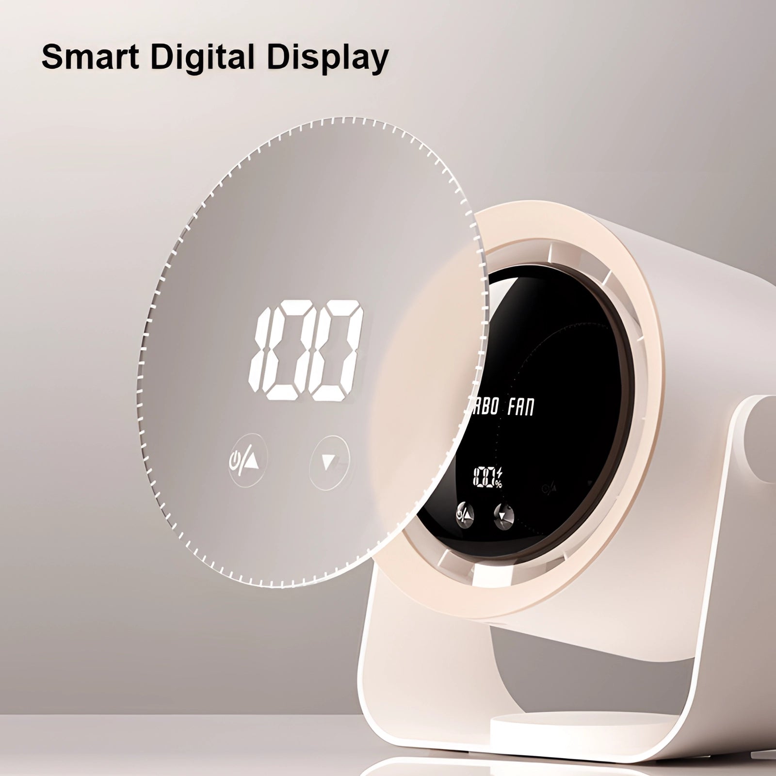 Bladeless Turbo Fan with LED Display – Compact, Quiet Cooling Solution for Bedrooms and Living Rooms-3
