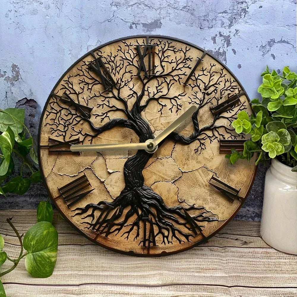 Natural Wood Tree of Life Wall Clock - Fesara