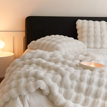 Plush Faux Fur Thick Knit Blanket Throw
