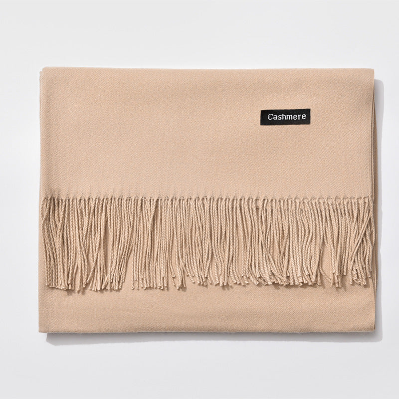 TasselAura | Elegant Monochrome Women's Scarf for All Seasons 17