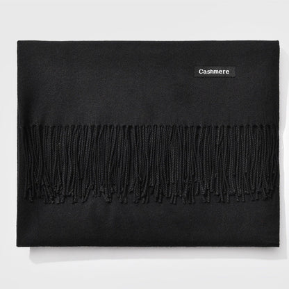 TasselAura | Elegant Monochrome Women's Scarf for All Seasons 35