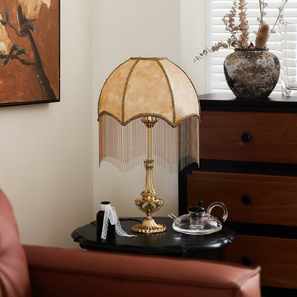 Decorative Fringe Table Lamp with Beads and Tassels