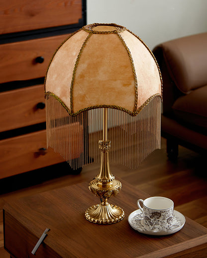 Decorative Fringe Table Lamp with Beads and Tassels