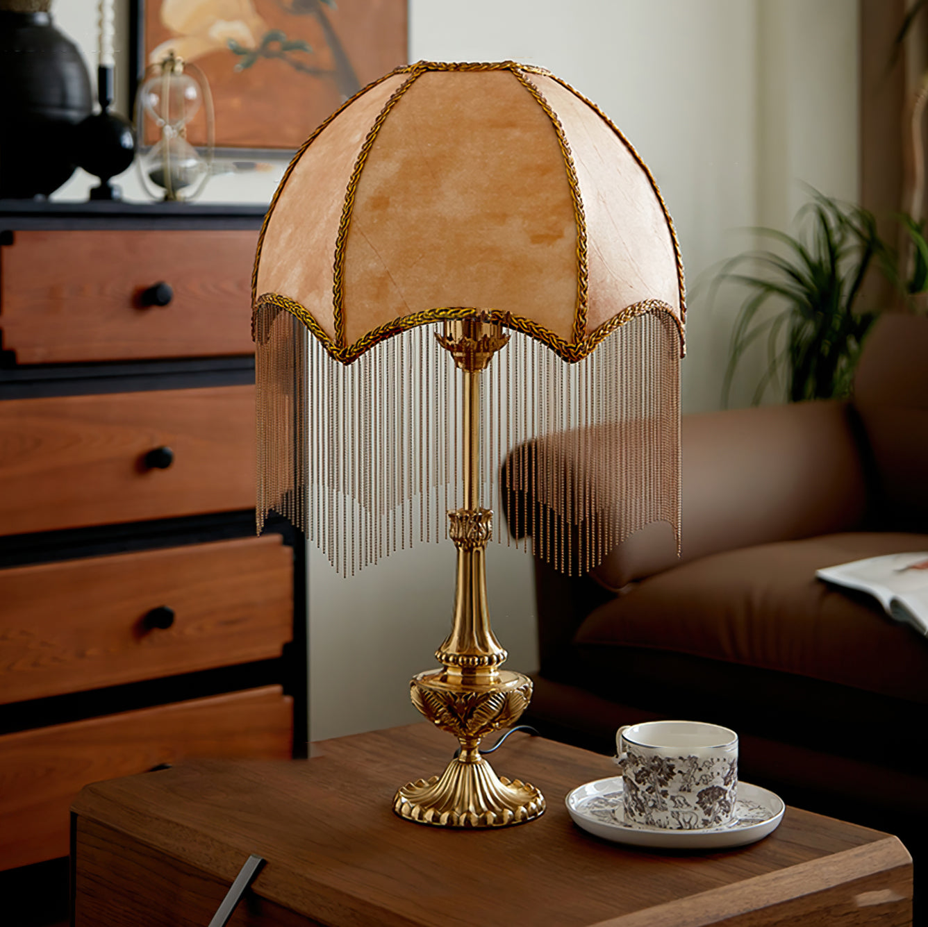 Decorative Fringe Table Lamp with Beads and Tassels