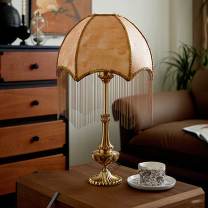 Decorative Fringe Table Lamp with Beads and Tassels
