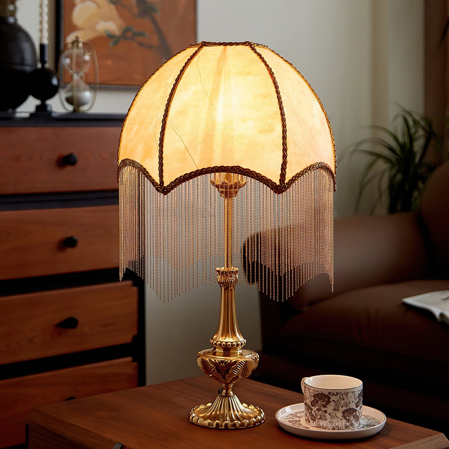 Decorative Fringe Table Lamp with Beads and Tassels