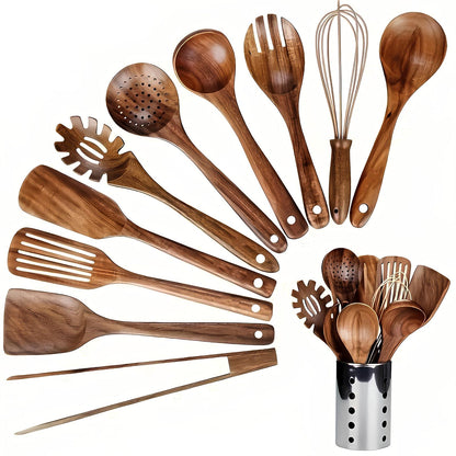 Premium Wooden 11-Piece Kitchen Tool Set - Fesara