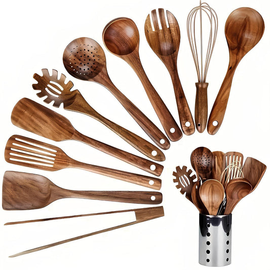 Premium Wooden 11-Piece Kitchen Tool Set - Fesara