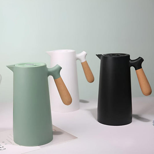 Thermal Carafe with Wood Grip | Insulated Coffee Flask - Fesara