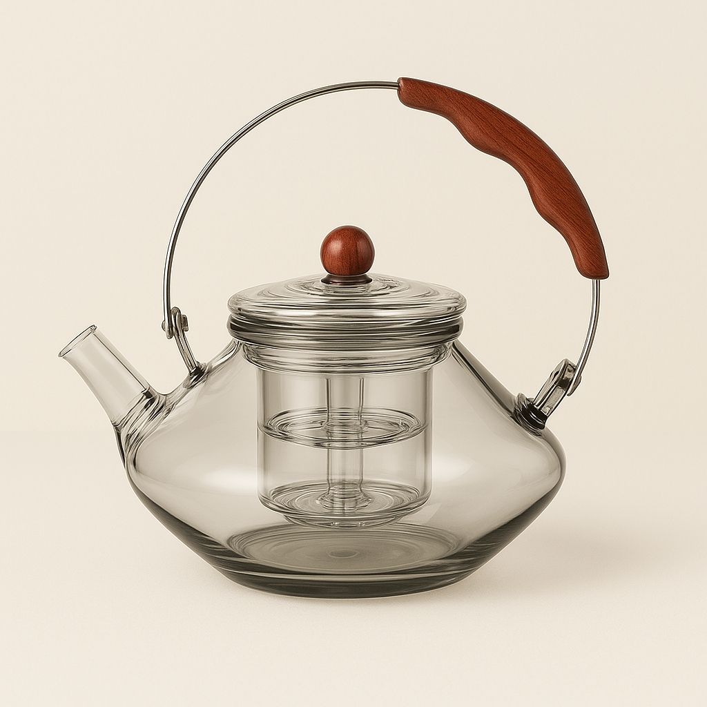 Large Glass Tea Infuser Pot with Wooden Grip - Fesara
