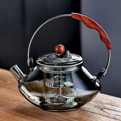 Large Glass Tea Infuser Pot with Wooden Grip