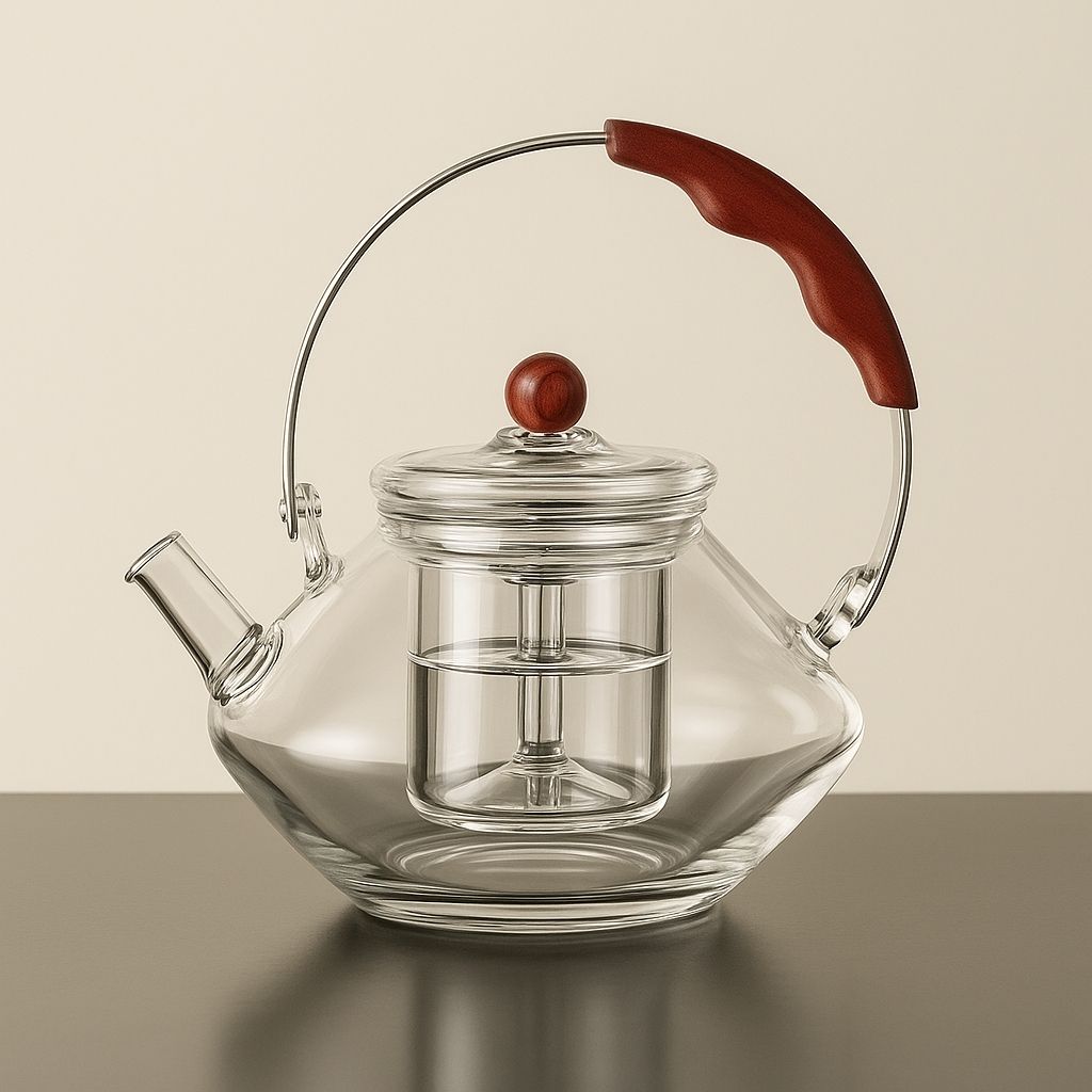 Large Glass Tea Infuser Pot with Wooden Grip