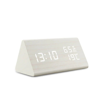 Rustic Wood LED Digital Alarm Clock Radio