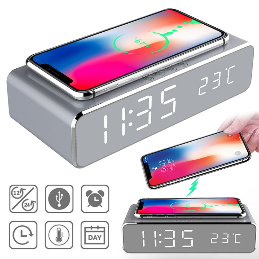 Smart LED Clock with Wireless Charger