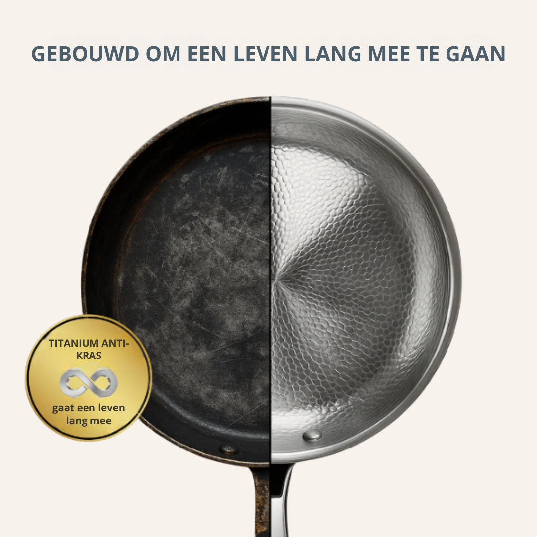 Titanium Elegance | Non-Toxic PFAS-Free Induction Cooking Pan with Hammered Finish 1