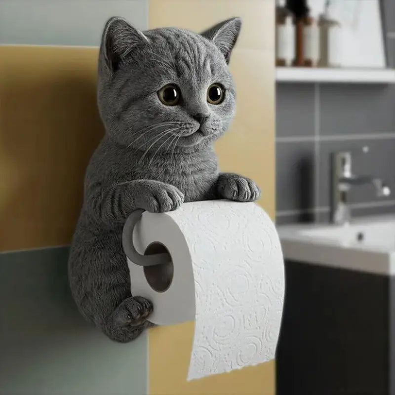 Funny Cat Wall Mount Toilet Paper Holder - Fesara