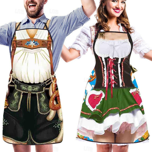 Fun Couples Aprons Oktoberfest Lederhosen Styles - Fesara