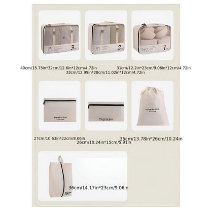 Compact 7pc Travel Organizer Bag Set