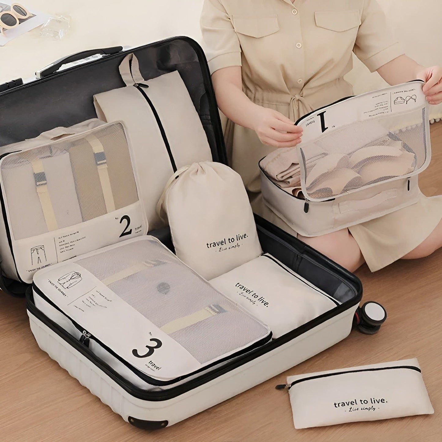 Compact 7pc Travel Organizer Bag Set