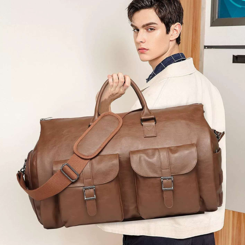 Premium Leather Duffel Bag Carry On Travel Bag
