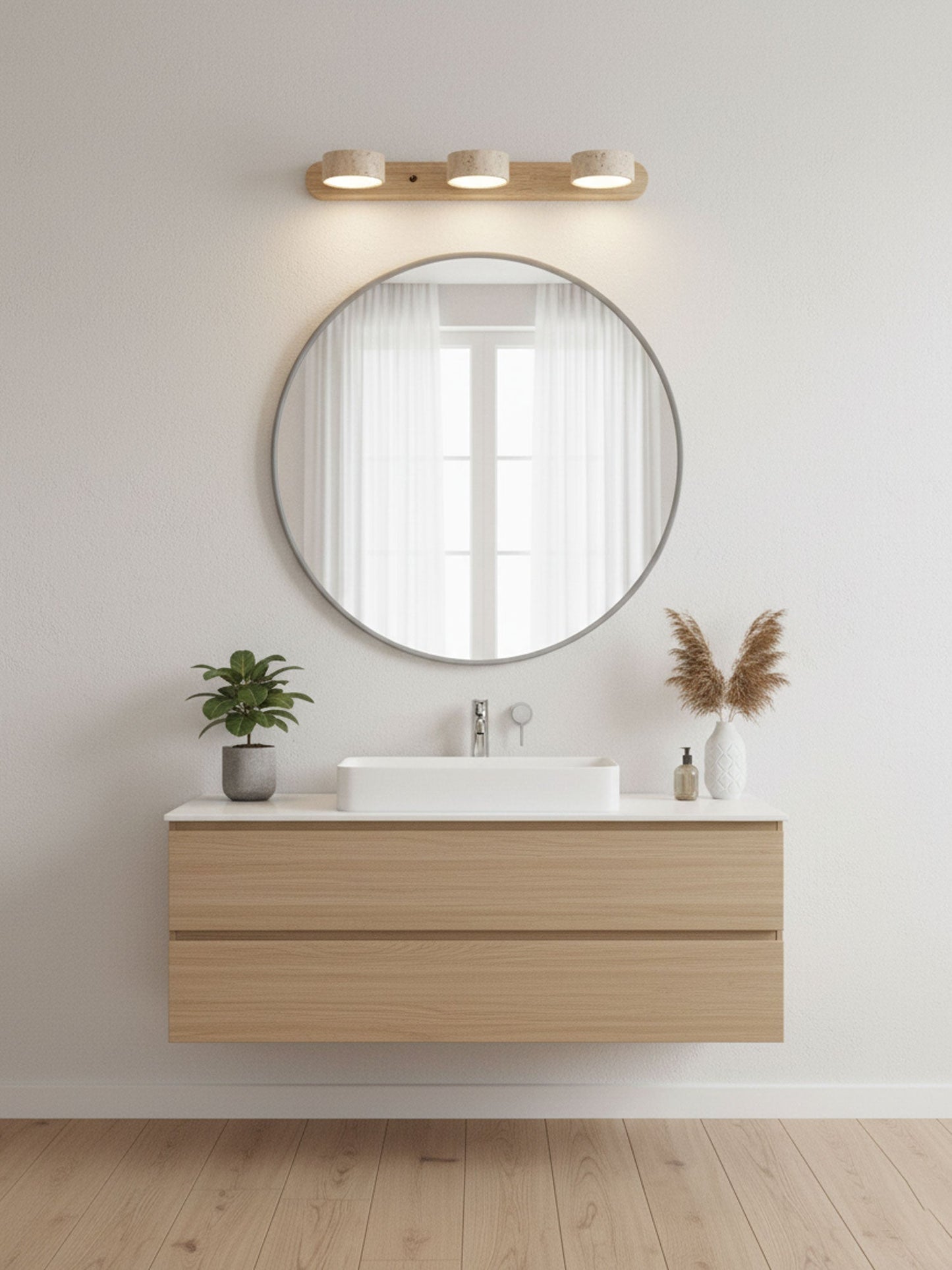 Contemporary Stone Round LED Wall Light Fixture