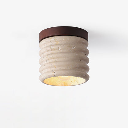 TravertineGlow | Elegant Rustic Natural Stone Flush Mount Ceiling Light 1