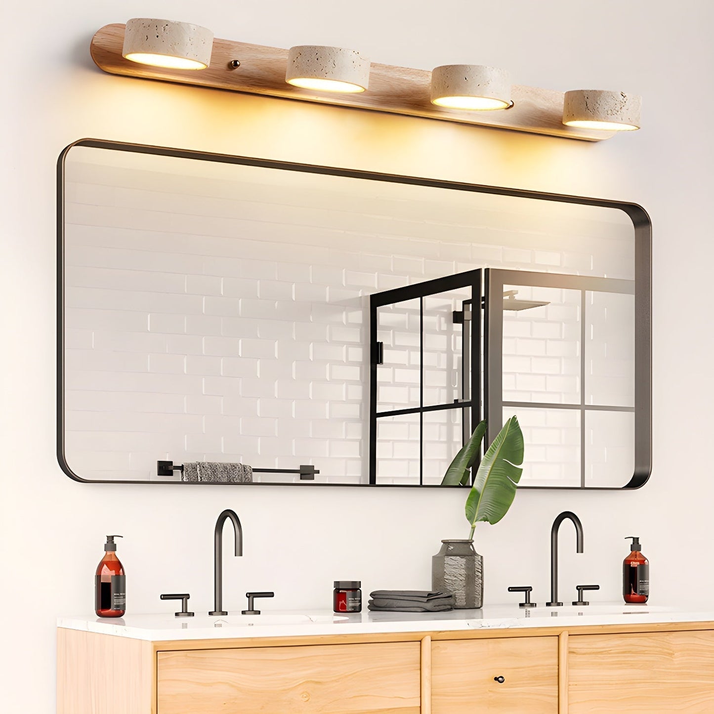 Contemporary Stone Round LED Wall Light Fixture