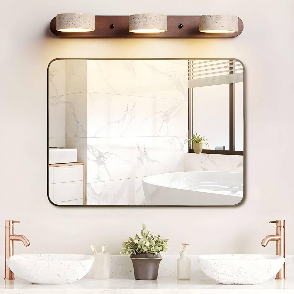 Contemporary Stone Round LED Wall Light Fixture