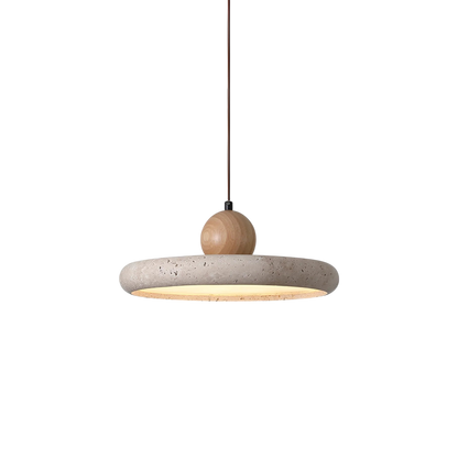 Natural Wood Stone Pendant Light Fixture - Fesara