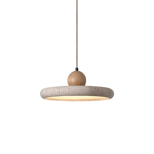Natural Wood Stone Pendant Light Fixture - Fesara